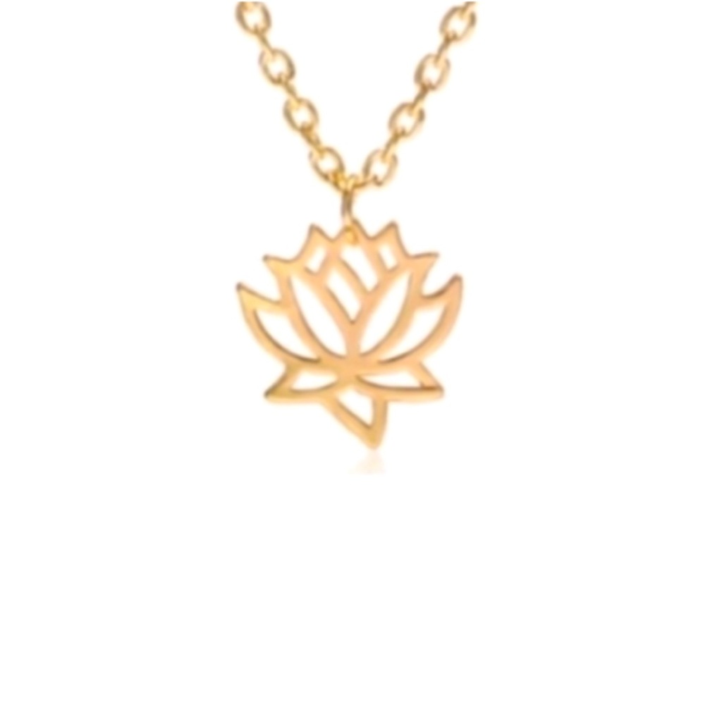 NEW Gold Lotus Pendant Necklace - Picture 2 of 4